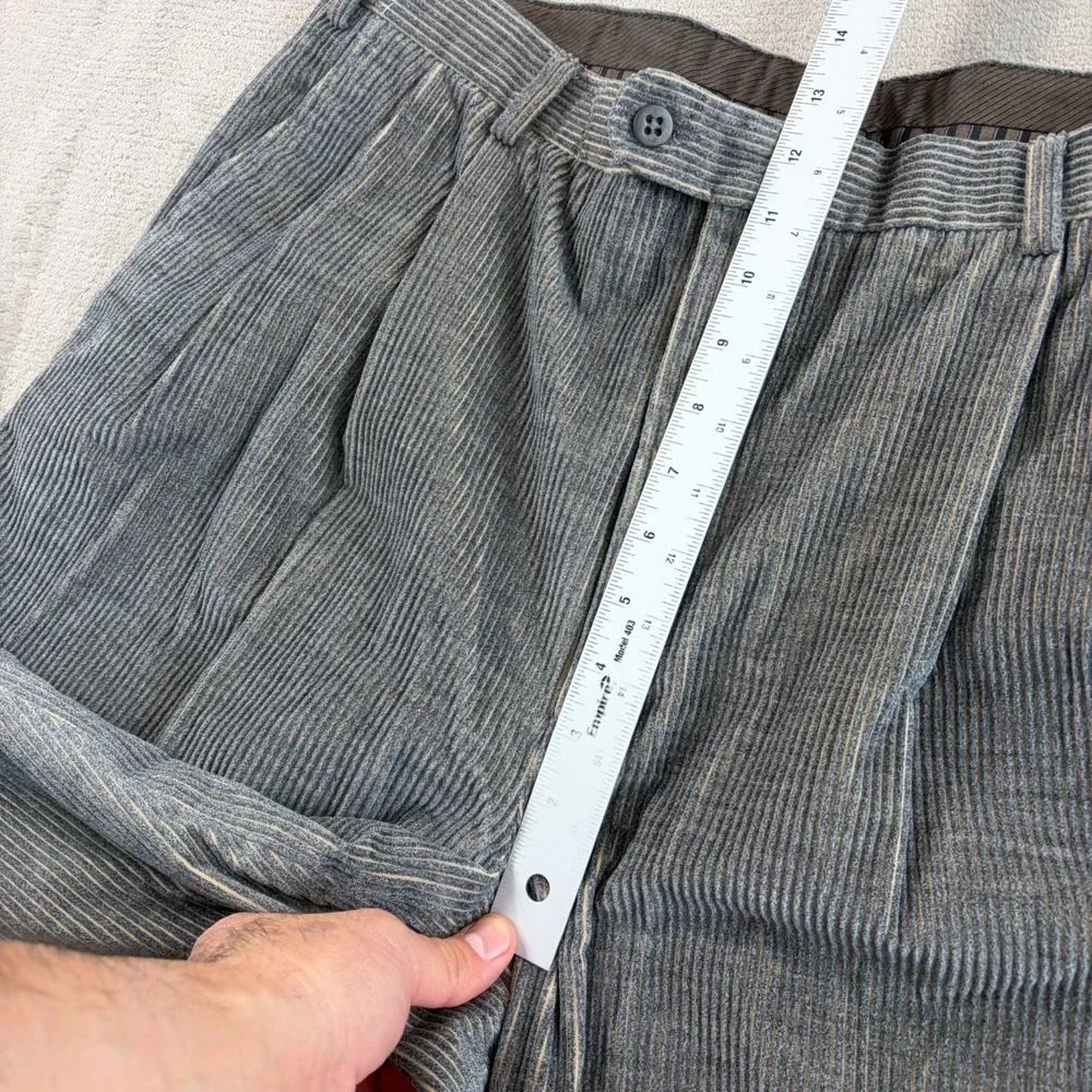 ZANELLA Pleated Cuffed Pants in Grey Wale Corduroy Men 36x31 (Tag 38) Italy NWOT